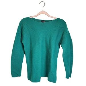 Talbots Boatneck Sweatshirt Long‎ Sleeve Knit Women’s M Green Lambswool Blend